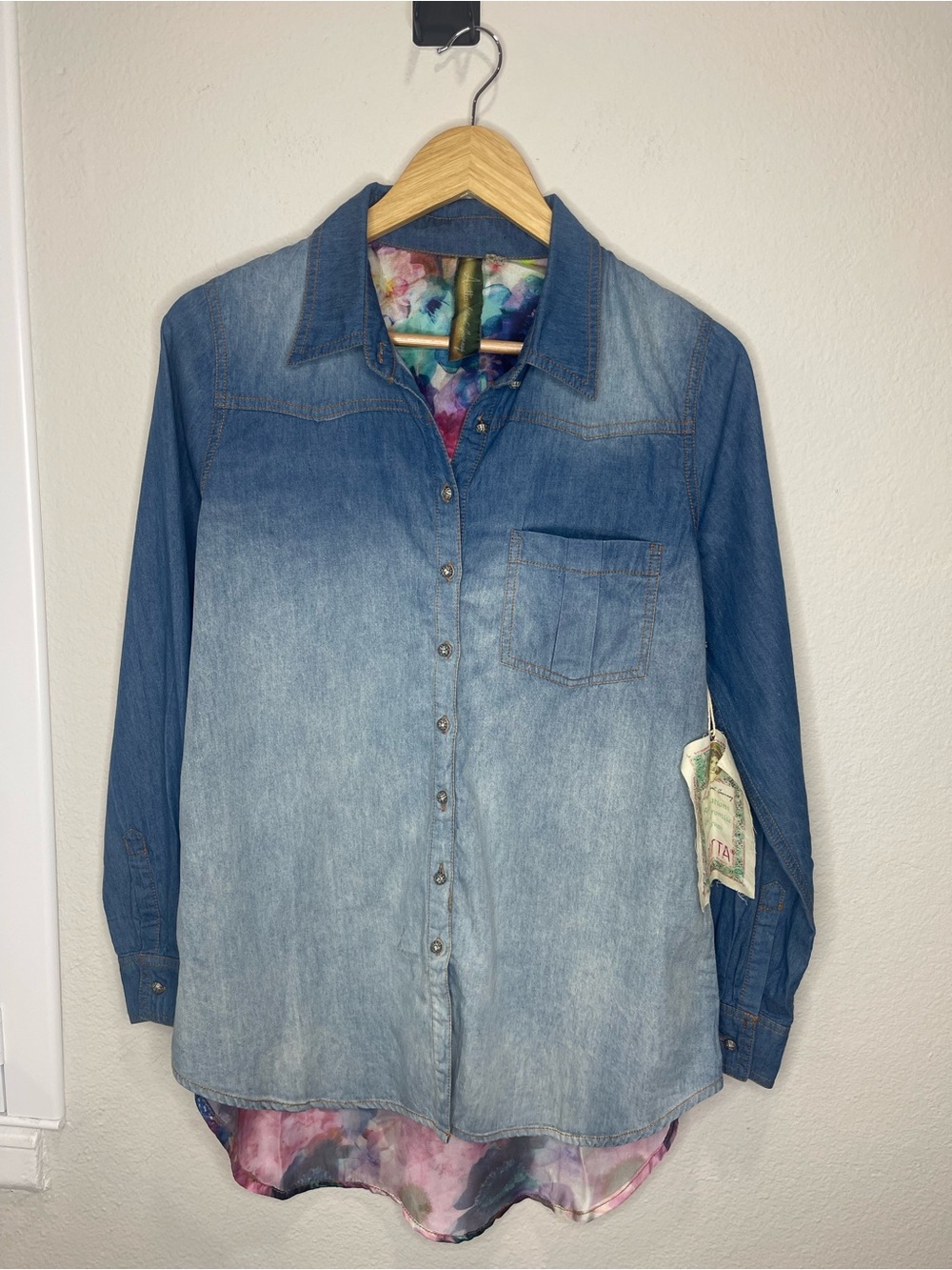 Aratta Silent Journey Denim Ombre Button-Down Shirt